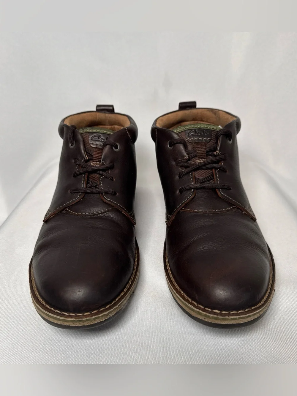 Clarks Edgewick Mid Boots Mens 11 Brown Oily Chukka Shoes Leather Lace Up Ankle